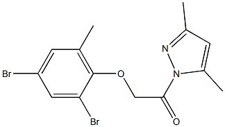 2-(2,4-dibromo-6-methylphenoxy)-1-(3,5-dimethyl-1H-pyrazol-1-yl)-1-ethanone 结构式