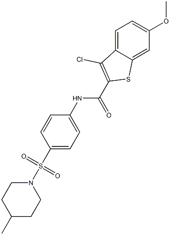 3-chloro-6-methoxy-N-{4-[(4-methyl-1-piperidinyl)sulfonyl]phenyl}-1-benzothiophene-2-carboxamide 结构式