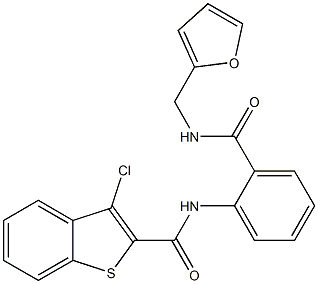 3-chloro-N-(2-{[(2-furylmethyl)amino]carbonyl}phenyl)-1-benzothiophene-2-carboxamide 结构式