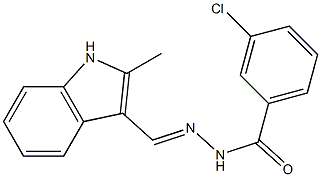 3-chloro-N'-[(E)-(2-methyl-1H-indol-3-yl)methylidene]benzohydrazide 结构式