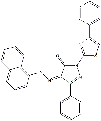 3-phenyl-1-(4-phenyl-1,3-thiazol-2-yl)-1H-pyrazole-4,5-dione 4-[N-(1-naphthyl)hydrazone] 结构式