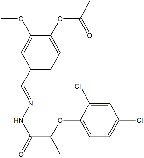 4-({(E)-2-[2-(2,4-dichlorophenoxy)propanoyl]hydrazono}methyl)-2-methoxyphenyl acetate 结构式