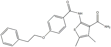 4,5-dimethyl-2-{[4-(phenethyloxy)benzoyl]amino}-3-thiophenecarboxamide 结构式