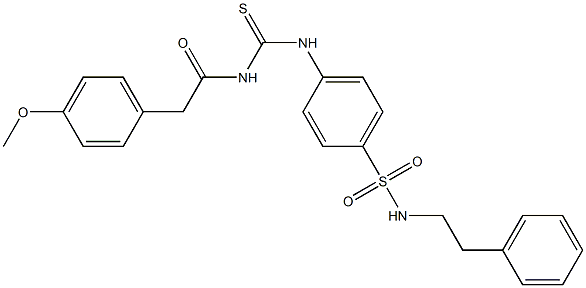 4-[({[2-(4-methoxyphenyl)acetyl]amino}carbothioyl)amino]-N-phenethylbenzenesulfonamide 结构式