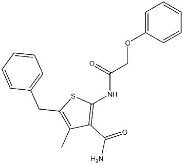 5-benzyl-4-methyl-2-[(2-phenoxyacetyl)amino]-3-thiophenecarboxamide 结构式