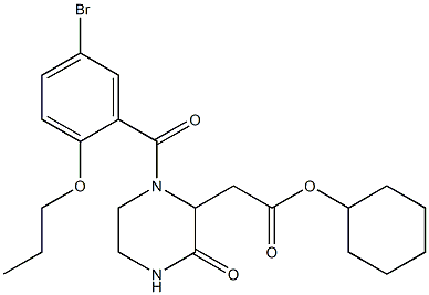 cyclohexyl 2-[1-(5-bromo-2-propoxybenzoyl)-3-oxo-2-piperazinyl]acetate 结构式