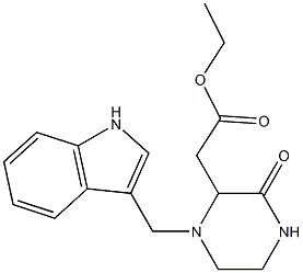 ethyl 2-[1-(1H-indol-3-ylmethyl)-3-oxo-2-piperazinyl]acetate 结构式