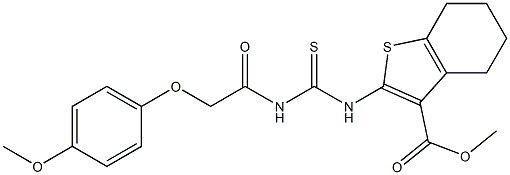 methyl 2-[({[2-(4-methoxyphenoxy)acetyl]amino}carbothioyl)amino]-4,5,6,7-tetrahydro-1-benzothiophene-3-carboxylate 结构式