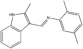 2,5-dimethyl-N-[(E)-(2-methyl-1H-indol-3-yl)methylidene]aniline 结构式
