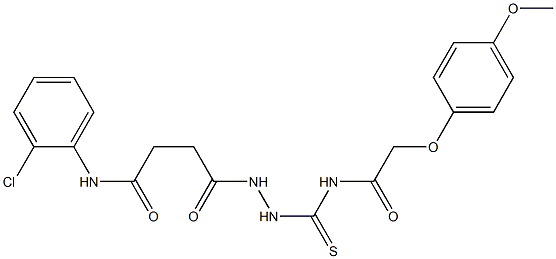 N-(2-chlorophenyl)-4-[2-({[2-(4-methoxyphenoxy)acetyl]amino}carbothioyl)hydrazino]-4-oxobutanamide 结构式