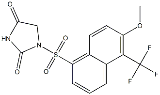 1-[[5-(Trifluoromethyl)-6-methoxy-1-naphtyl]sulfonyl]imidazolidine-2,4-dione 结构式