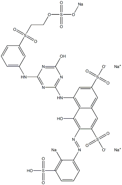 5-Hydroxy-4-[[4-hydroxy-6-[3-[[2-(sodiosulfooxy)ethyl]sulfonyl]anilino]-1,3,5-triazin-2-yl]amino]-6-[(2-sodiosulfophenyl)azo]-2,7-naphthalenedisulfonic acid disodium salt 结构式