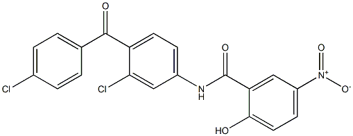 2-Hydroxy-5-nitro-N-[3-chloro-4-(4-chlorobenzoyl)phenyl]benzamide 结构式