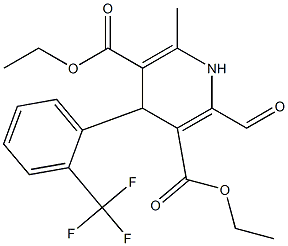 4-(2-Trifluoromethylphenyl)-2-formyl-6-methyl-1,4-dihydropyridine-3,5-dicarboxylic acid diethyl ester 结构式