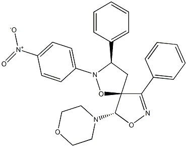 (3R,5S,5'S)-2-(4-Nitrophenyl)-3-phenyl-3'-phenyl-5'-morpholinospiro[isoxazolidine-5,4'-[2]isoxazoline] 结构式
