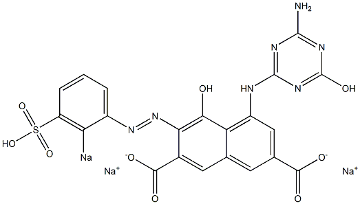 1-[(4-Amino-6-hydroxy-1,3,5-triazin-2-yl)amino]-8-hydroxy-7-[(2-sodiosulfophenyl)azo]naphthalene-3,6-dicarboxylic acid disodium salt 结构式