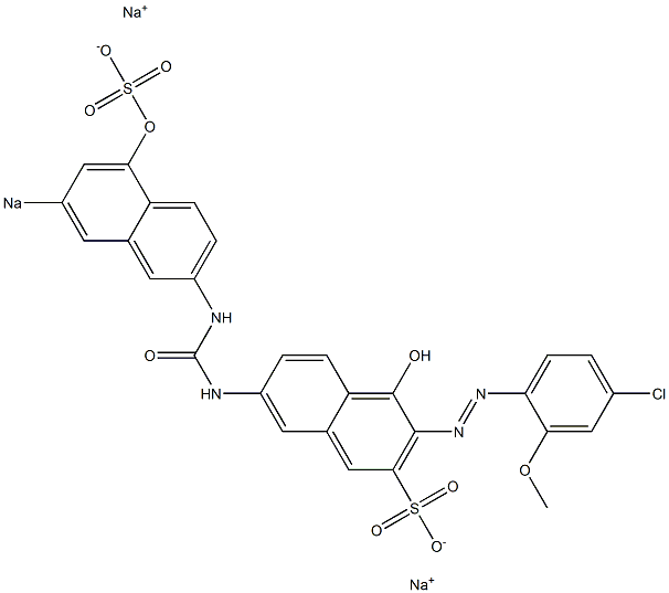 4-Hydroxy-3-[(4-chloro-2-methoxyphenyl)azo]-7-[3-(5-hydroxy-7-sodiosulfo-2-naphthalenyl)ureido]naphthalene-2-sulfonic acid sodium salt 结构式