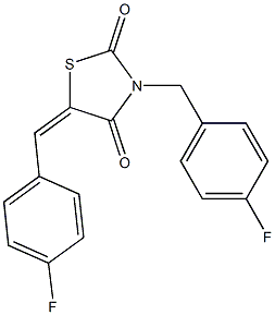 3-(4-Fluorobenzyl)-5-(4-fluorobenzylidene)thiazolidine-2,4-dione 结构式