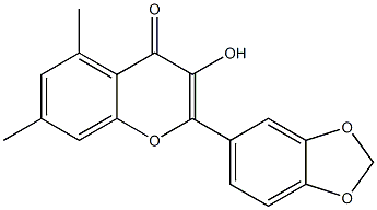 3-Hydroxy-5,7-dimethyl-2-(3,4-methylenebisoxyphenyl)-4H-1-benzopyran-4-one 结构式