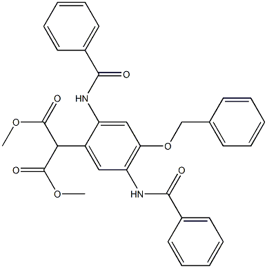 [4-Benzyloxy-2,5-bis(benzoylamino)phenyl]malonic acid dimethyl ester 结构式