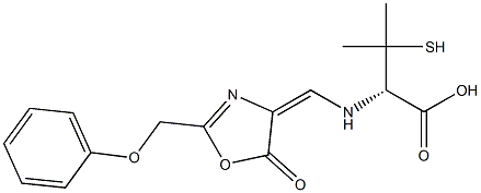 (S)-3-Mercapto-2-[[5-oxo-2-(phenoxymethyl)oxazol-4(5H)-ylidenemethyl]amino]-3-methylbutanoic acid 结构式