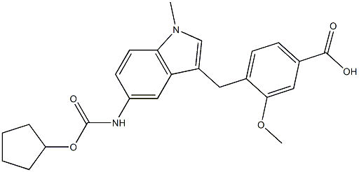 4-[5-(Cyclopentyloxycarbonylamino)-1-methyl-1H-indol-3-ylmethyl]-3-methoxybenzoic acid 结构式