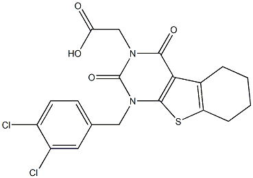 1-(3,4-Dichlorobenzyl)-1,2,3,4,5,6,7,8-octahydro-2,4-dioxo[1]benzothieno[2,3-d]pyrimidine-3-acetic acid 结构式