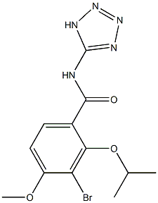 2-Isopropyloxy-3-bromo-4-methoxy-N-(1H-tetrazol-5-yl)benzamide 结构式