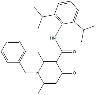 1-Benzyl-1,4-dihydro-2,6-dimethyl-N-(2,6-diisopropylphenyl)-4-oxopyridine-3-carboxamide 结构式
