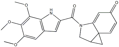 1,1a,2,3-Tetrahydro-3-(5,6,7-trimethoxy-1H-indol-2-ylcarbonyl)-3-aza-5H-cycloprop[c]inden-5-one 结构式