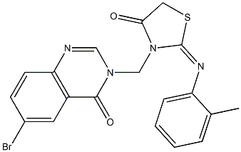 6-Bromo-3-[[4-oxo-2-[(2-methylphenyl)imino]thiazolidin-3-yl]methyl]quinazolin-4(3H)-one 结构式