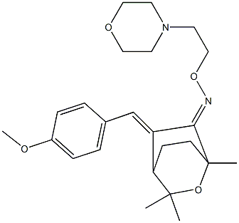 5-[4-Methoxybenzylidene]-1,3,3-trimethyl-2-oxabicyclo[2.2.2]octan-6-one O-[2-morpholinoethyl]oxime 结构式