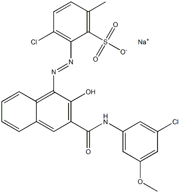 3-Chloro-6-methyl-2-[[3-[[(3-chloro-5-methoxyphenyl)amino]carbonyl]-2-hydroxy-1-naphtyl]azo]benzenesulfonic acid sodium salt 结构式