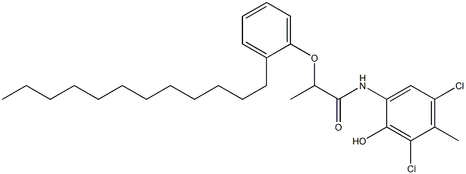 2-[2-(2-Dodecylphenoxy)propanoylamino]-4,6-dichloro-5-methylphenol 结构式