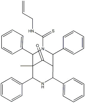 N-Allyl-5-methyl-9-oxo-2,4,6,8-tetraphenyl-3,7-diazabicyclo[3.3.1]nonane-3-carbothioamide 结构式