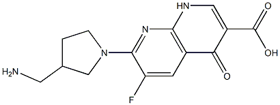 6-Fluoro-1,4-dihydro-4-oxo-7-(3-aminomethyl-1-pyrrolidinyl)-1,8-naphthyridine-3-carboxylic acid 结构式