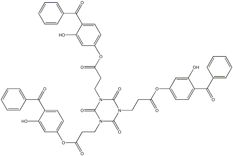 1,3,5-Tris[2-(4-benzoyl-3-hydroxyphenoxycarbonyl)ethyl]-1,3,5-triazine-2,4,6(1H,3H,5H)-trione 结构式