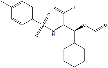 Acetic acid (1S,2S)-1-cyclohexyl-2-(tosylamino)-3-iodo-3-butenyl ester 结构式