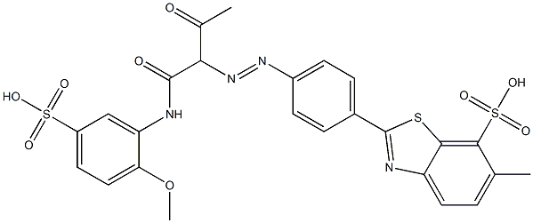 2-[4-[[1-[[(2-Methoxy-5-sulfophenyl)amino]carbonyl]-2-oxopropyl]azo]phenyl]-6-methylbenzothiazole-7-sulfonic acid 结构式