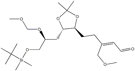 3-Methoxymethyl-5-[(4S,5S)-5-[(2S)-2-methoxymethoxy-3-[dimethyl(tert-butyl)silyloxy]propyl]-2,2-dimethyl-1,3-dioxolan-4-yl]-2-pentenal 结构式