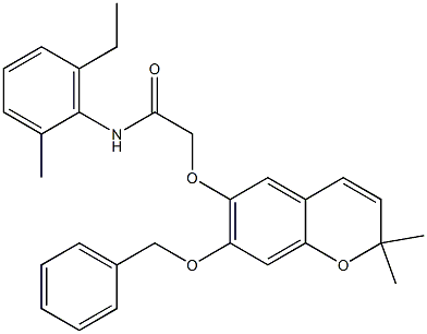 2,2-Dimethyl-7-(benzyloxy)-6-[[(2-methyl-6-ethylphenylamino)carbonyl]methoxy]-2H-1-benzopyran 结构式