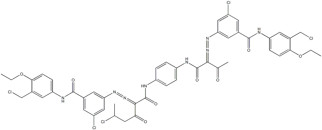 3,3'-[2-(1-Chloroethyl)-1,4-phenylenebis[iminocarbonyl(acetylmethylene)azo]]bis[N-[3-(chloromethyl)-4-ethoxyphenyl]-5-chlorobenzamide] 结构式