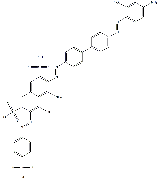 4-Amino-3-[[4'-[(4-amino-2-hydroxyphenyl)azo]-1,1'-biphenyl-4-yl]azo]-5-hydroxy-6-[(4-sulfophenyl)azo]-2,7-naphthalenedisulfonic acid 结构式