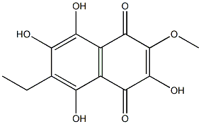 6-Ethyl-3,5,7,8-tetrahydroxy-2-methoxy-1,4-naphthoquinone 结构式