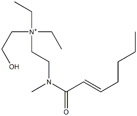 2-[N-Methyl-N-(2-heptenoyl)amino]-N,N-diethyl-N-(2-hydroxyethyl)ethanaminium 结构式