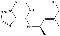 (2E,4R)-2-Methyl-4-[(1H-purin-6-yl)amino]-2-penten-1-ol 结构式