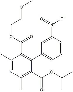 2,6-Dimethyl-4-(3-nitrophenyl)pyridine-3,5-dicarboxylic acid 3-(2-methoxyethyl)5-isopropyl ester 结构式