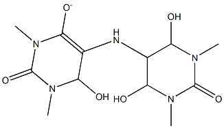 [5-[(Hexahydro-4,6-dihydroxy-1,3-dimethyl-2-oxopyrimidin)-5-ylamino]-1,2,3,6-tetrahydro-6-hydroxy-1,3-dimethyl-2-oxopyrimidine]-4-olate 结构式