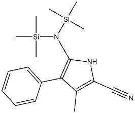 5-[Bis(trimethylsilyl)amino]-4-phenyl-3-methyl-1H-pyrrole-2-carbonitrile 结构式