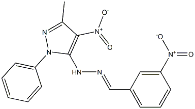 1-(1-Phenyl-3-methyl-4-nitro-1H-pyrazol-5-yl)-2-(3-nitrobenzylidene)hydrazine 结构式